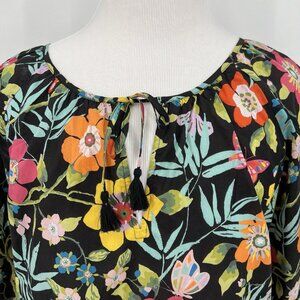 J.Crew Summer Beach Floral Butterfly Dress Size Medium Keyhole Neck